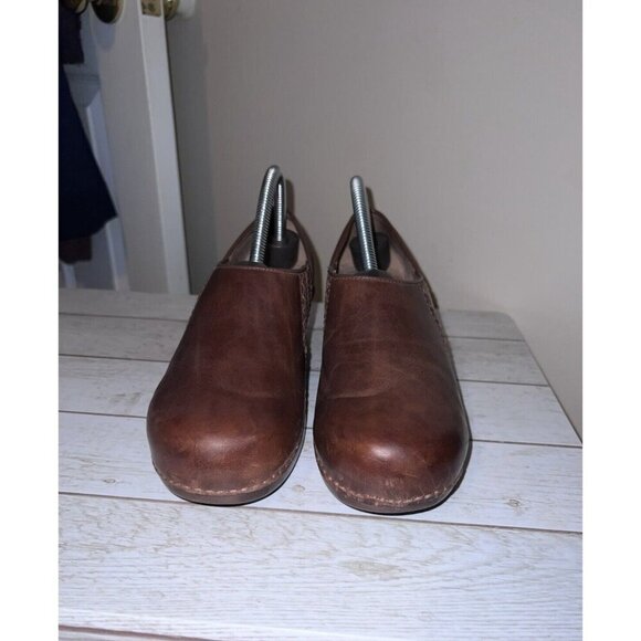 DANSKO Womens Clogs Shoes Brown Leather Slip On Low Heels SZ 39 - Picture 3 of 16